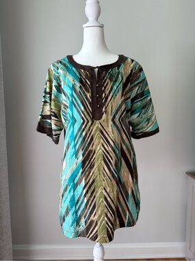 Dana Buchman Abstract Print Tunic Top Size Small